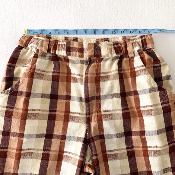 Free People Love Buzz trousers wide leg high waist cotton pants brown & ivory S - Picture 7 of 12